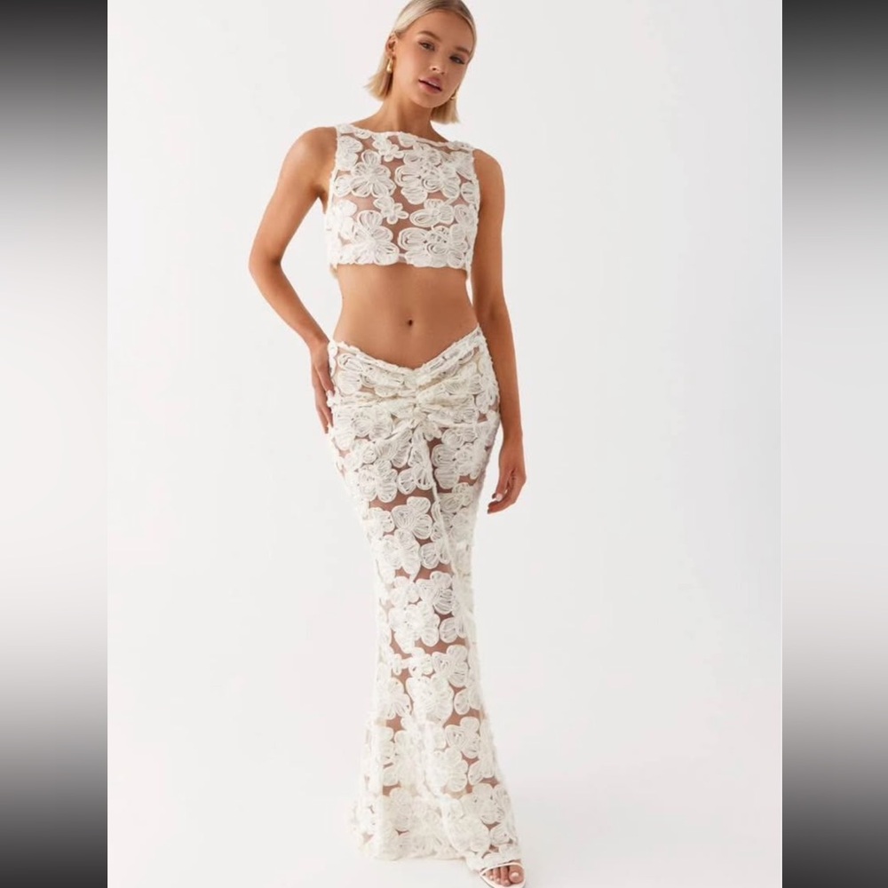 Peppermayo White Lace Maxi Dress Two-Piece